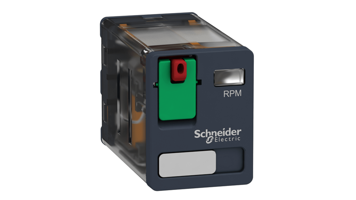 Schneider Electric DIN Rail or Panel Power Relay, 24V ac Coil, 15A Switching Current, DPDT