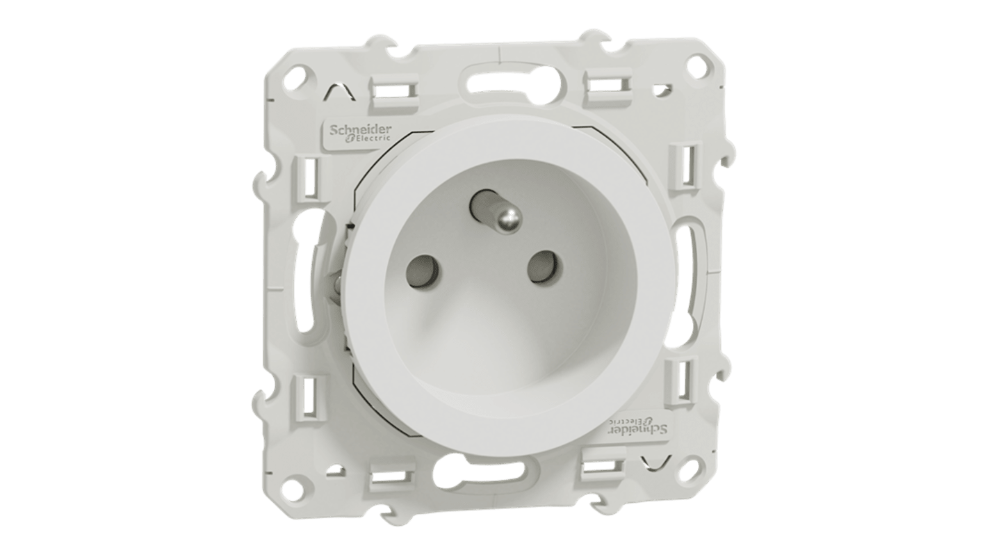 Schneider Electric S52 White Plug Socket, 2 Poles, 16A, French 2P