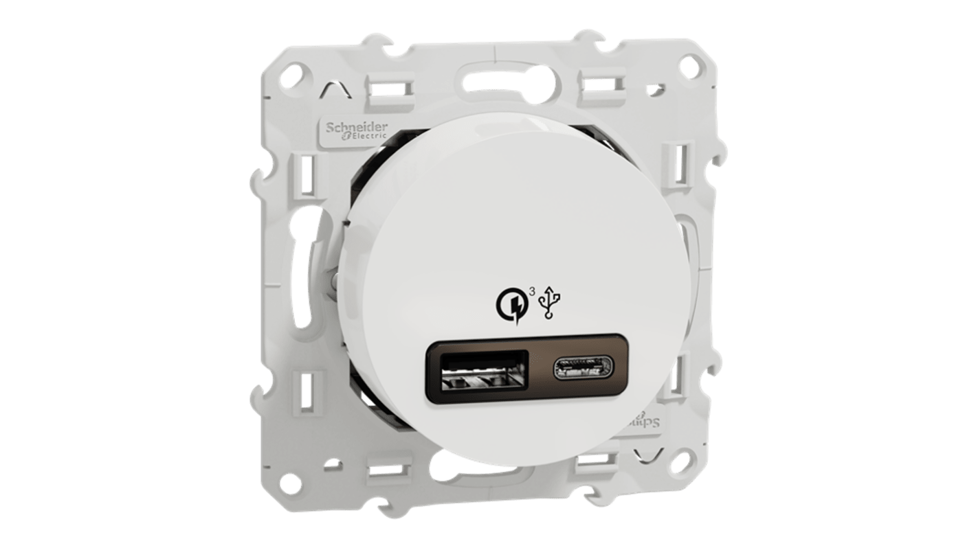 Gniazdo wtykowe USB A, USB C Montaż wpuszczany Schneider Electric 2.4A