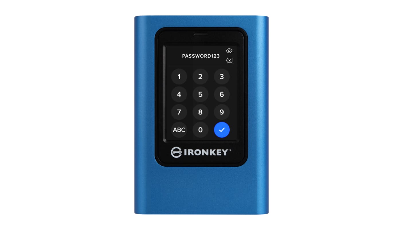 Kingston 1920GB固态硬盘 SSD, USB 3.2接口, 便携式固态硬盘, IronKey Vault 隐私 80, 3D TLC