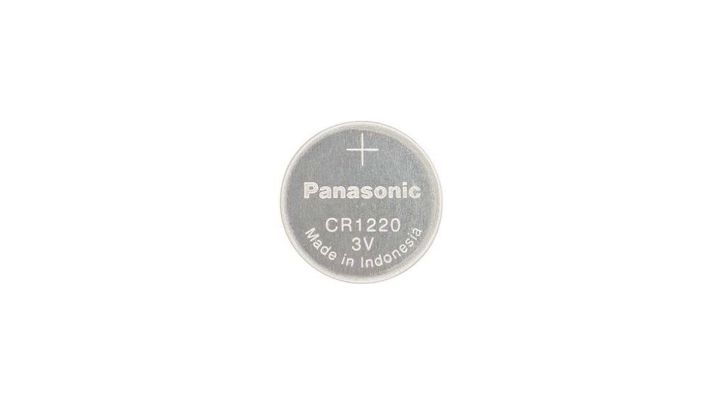 Panasonic CR1220 Button Battery, 3V, 2mm Diameter