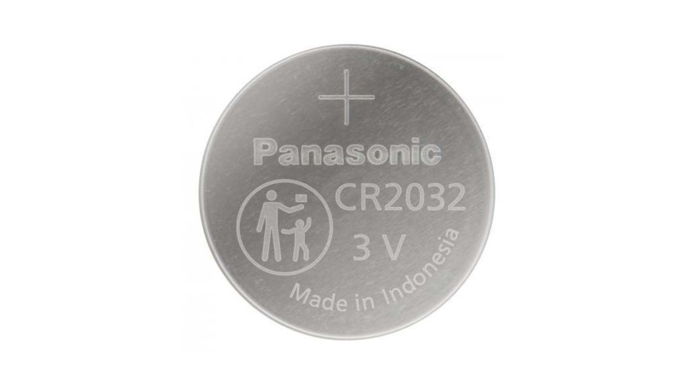Panasonic CR2032 Button Battery, 3V, 20mm Diameter