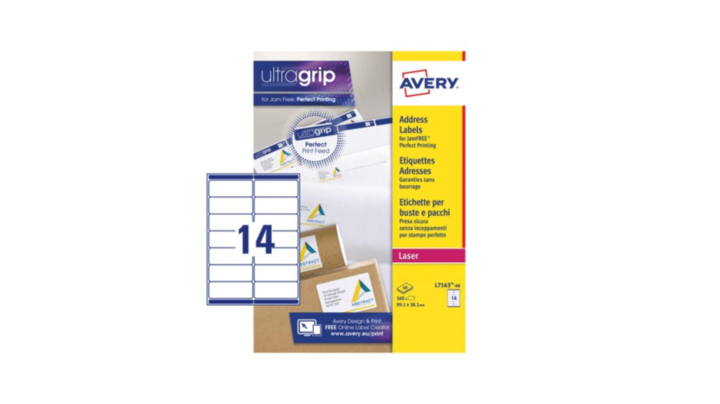 Avery White Adhesive High Visibility Label Sheet, Pack of 40Sheets