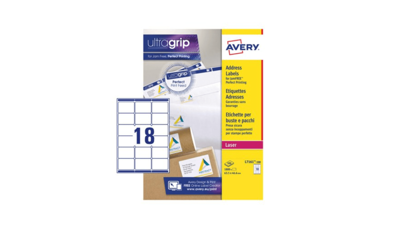 Avery White Adhesive High Visibility Label Sheet, Pack of 100Sheets