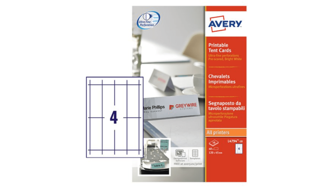 Avery ラベルシート 10Sheets枚入り White 120mm x 45mm