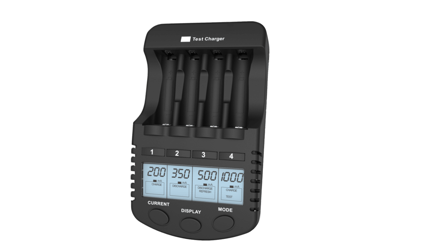 RS PRO Battery Charger For NiCd, NiMH AA, AAA 4 Cell 1.48 → 5V 200, 500, 700, 1000mA with EU plug