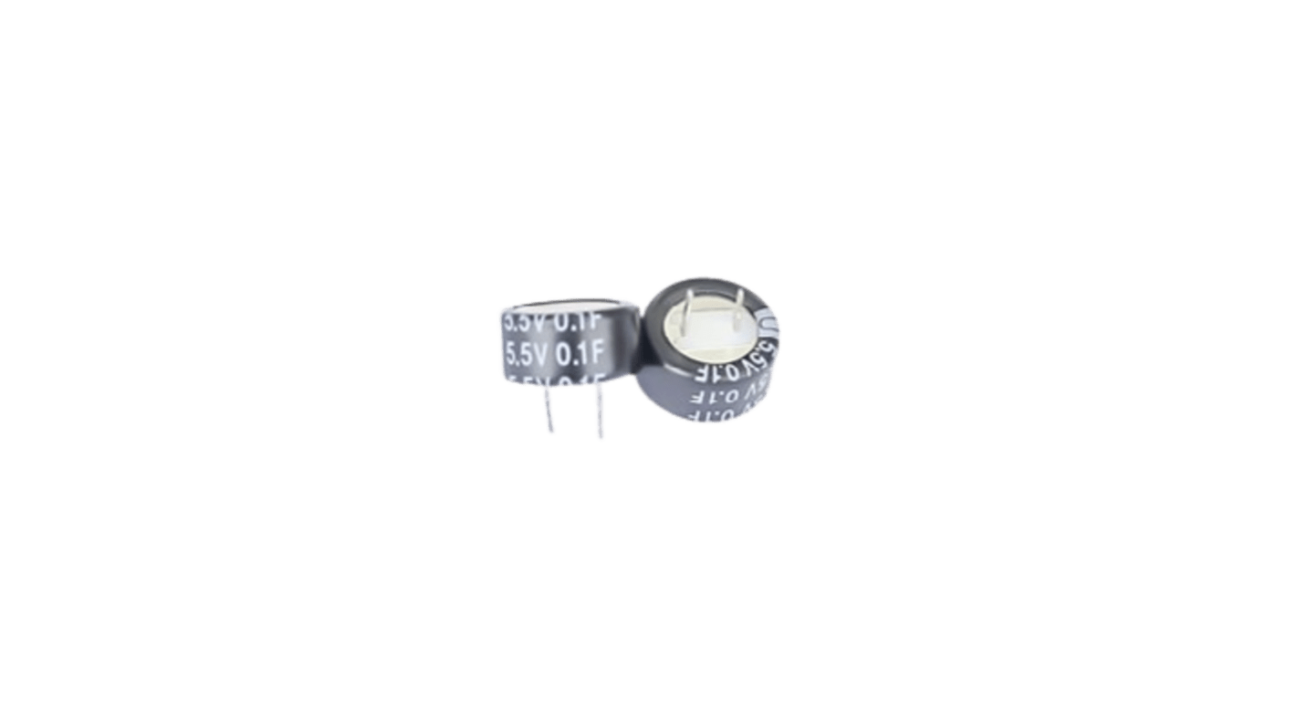 RS PRO 0.1F Supercapacitor EDLC -20 → +80% Tolerance 5.5V dc, Through Hole