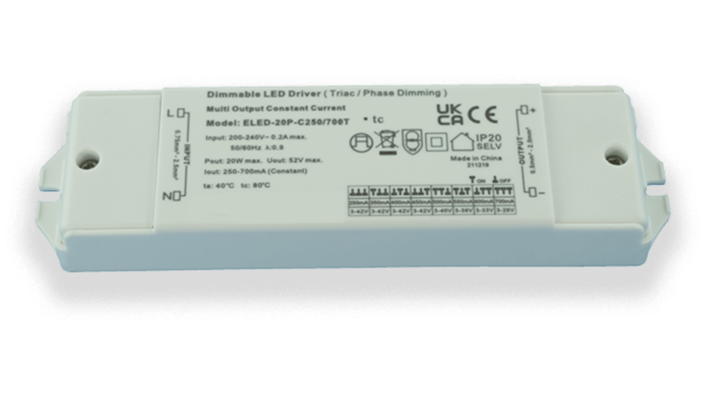 RS PRO Dimmable LED Driver, 3 → 42V Output, 10W Output, 450mA Output, Constant Current Dimmable