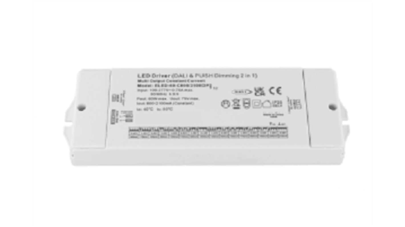 RS PRO Dimmable LED Driver, 3 → 65V Output, 60W Output, 2100mA Output, Constant Current Dimmable
