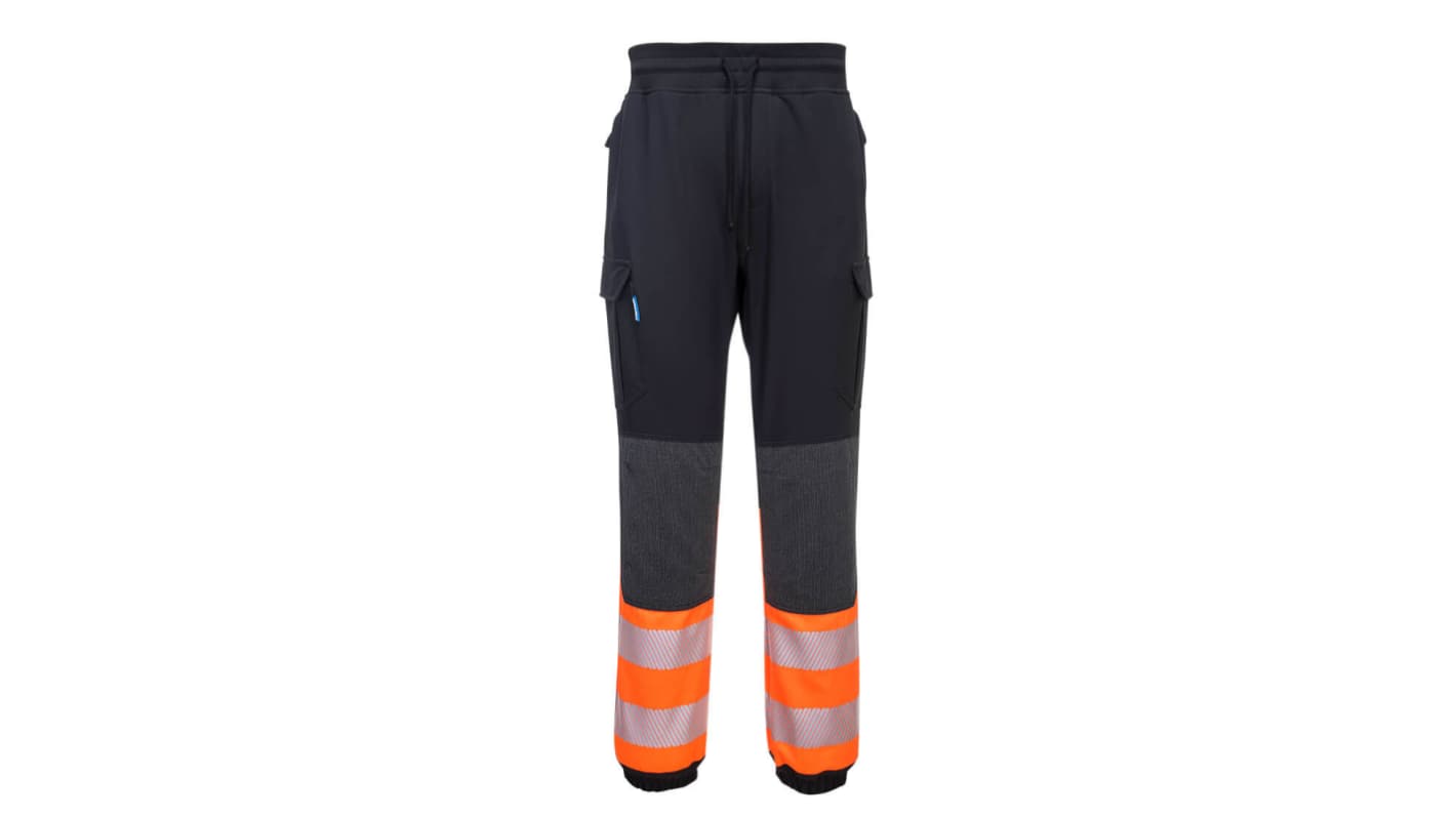 Portwest KX341 Black/Orange Durable Hi Vis Trousers 36-38in Leg Length 32cm