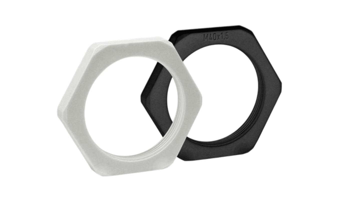 Icotek Grey Self-extinguishing, UL94V0(3mm) Polyamide Cable Gland Locknut, M25 x 1.5 Thread
