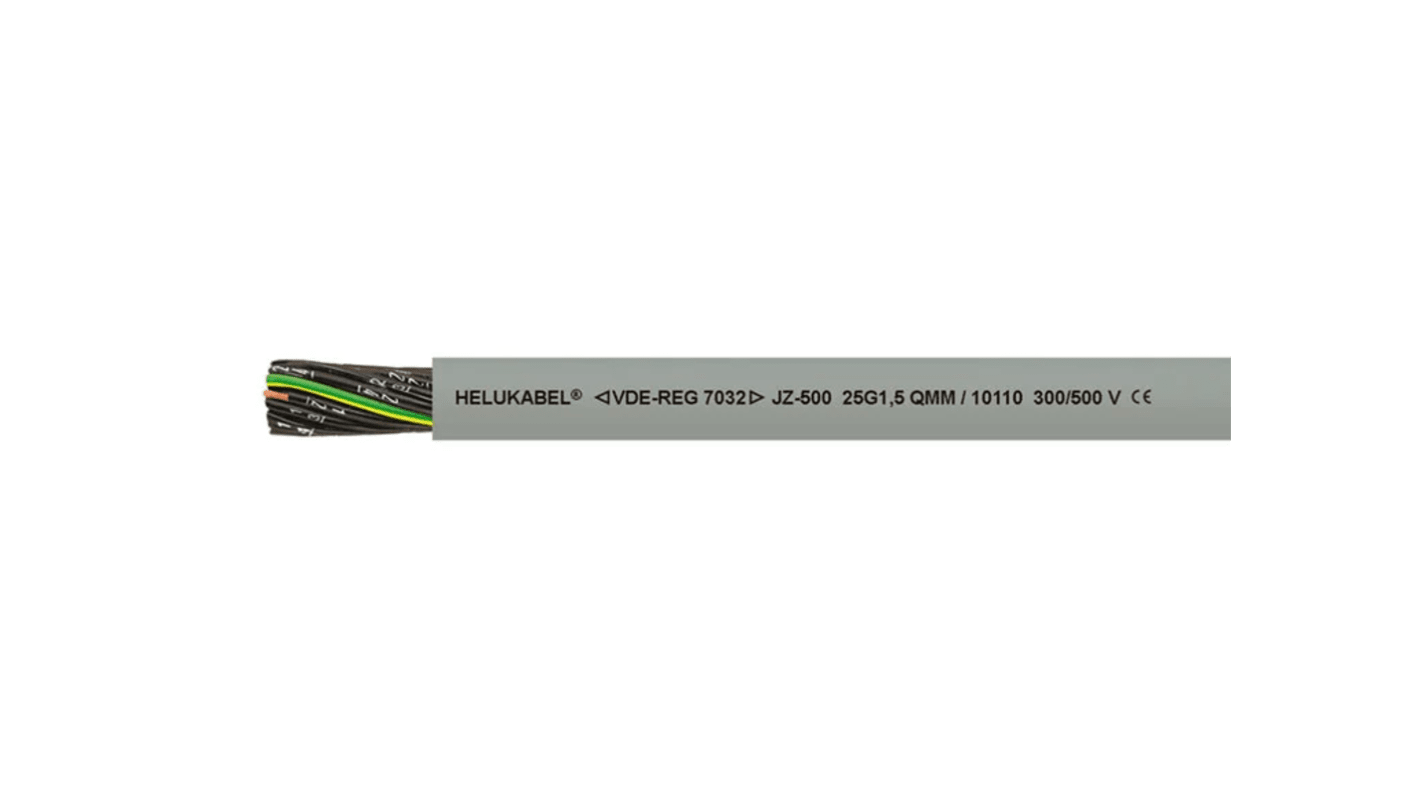 Helukabel JZ-500 Series Control Cable, 4 Cores, 1.5 mm², Screened, 16 AWG, Shielded PVC Shield, Control Cable
