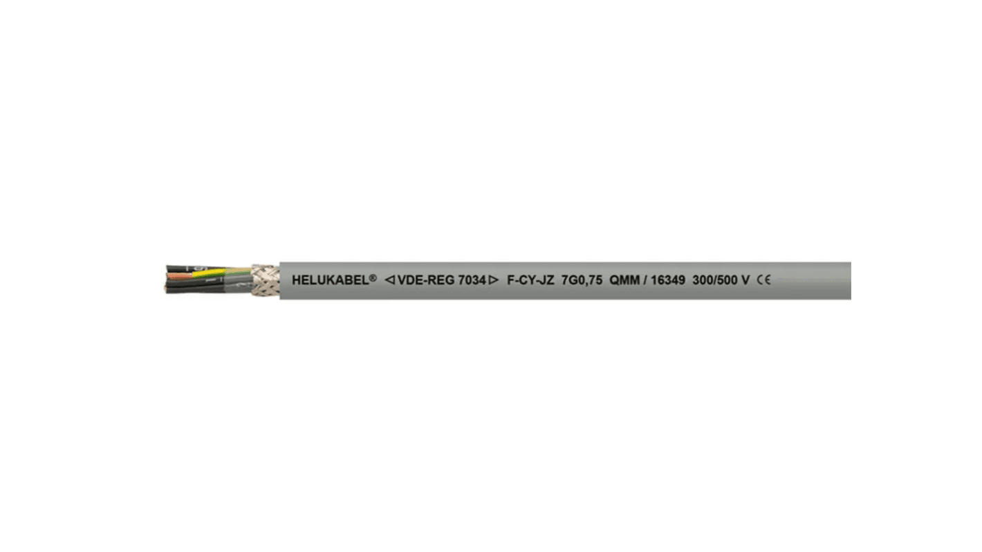 Helukabel F-CY Series Control Cable, 4 Cores, 1 mm², Screened, 18 AWG, Shielded PVC Shield, Control Cable
