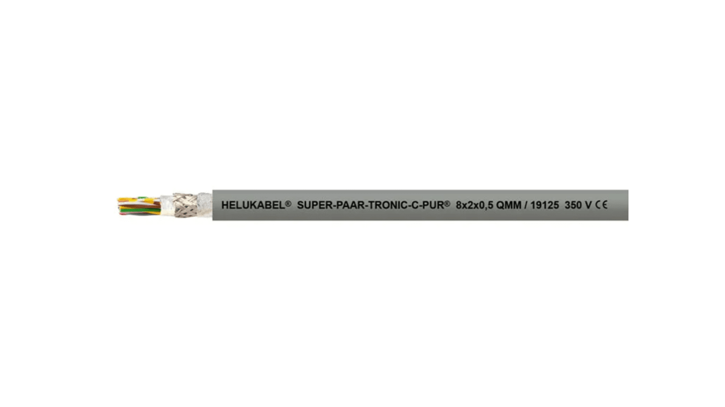 Helukabel SUPER-P Series Control Cable, 3 Cores, 0.25 mm², Screened, 24 AWG, Shielded PUR Shield, Control Cable