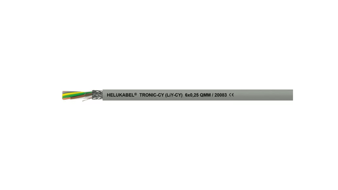 Helukabel TRONIC-CY Series Control Cable, 6 Cores, 0.34 mm², Screened, 22 AWG, Shielded PVC Shield, Control Cable