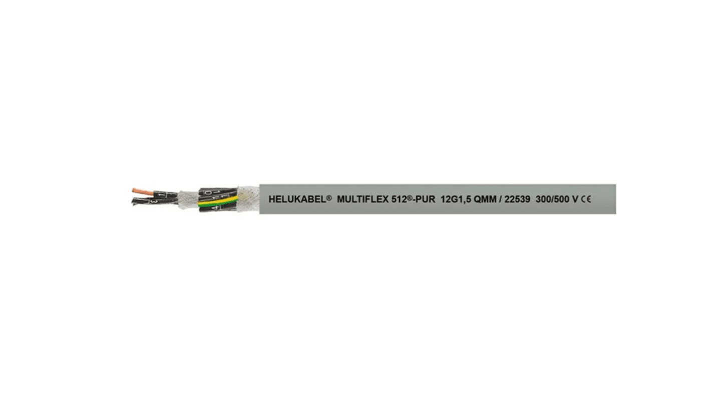 Helukabel MULTIFLEX 512 Control Cable, 3 Cores, 1 mm², Grey, 18 AWG