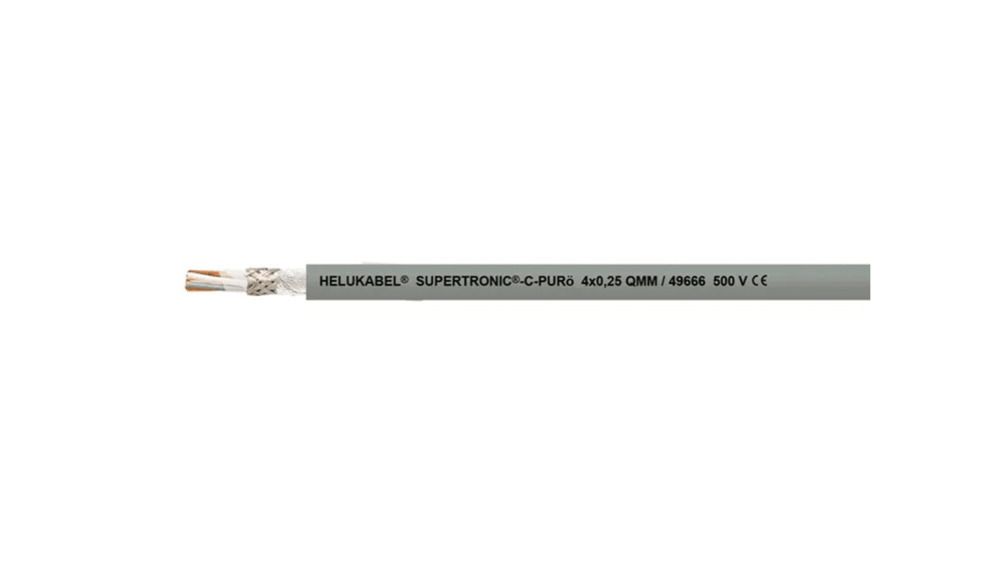 Helukabel SUPERTRONIC-C Control Cable, 7 Cores, 0.25 mm², Grey, 18 AWG