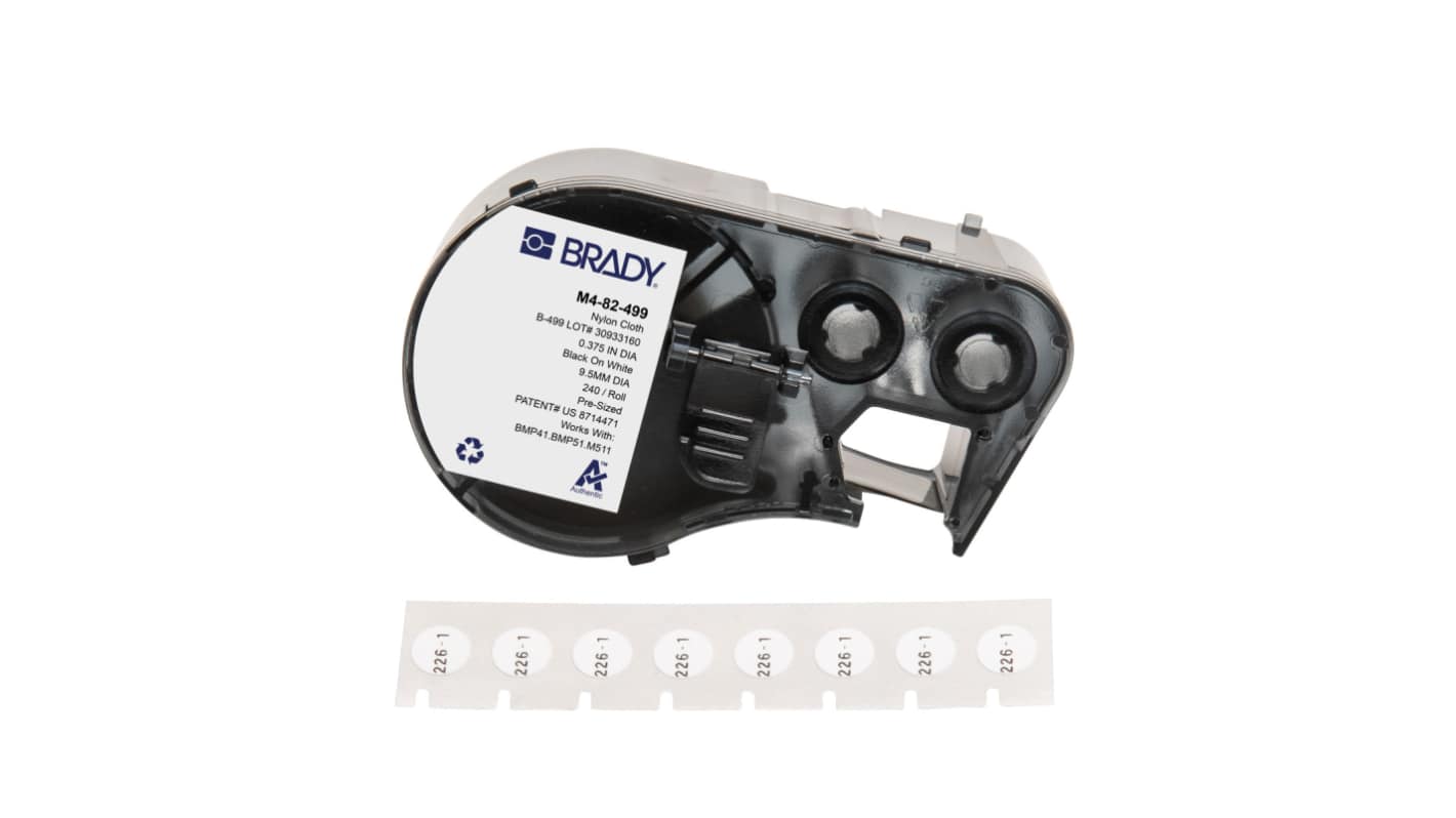 Brady M4 on White Heatshrink Labels, 0.375in Label Width