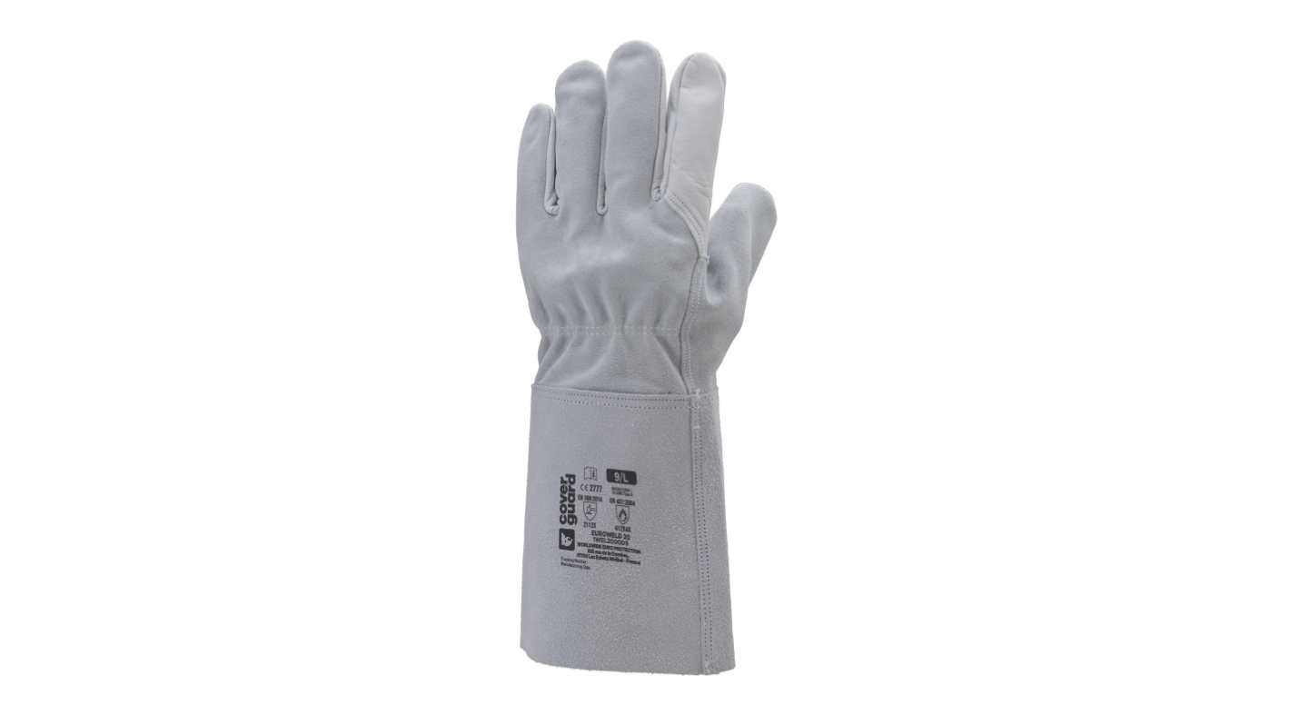 Coverguard EUROWELD 200 Grey Leather Welding Work Gloves, Size 9, No Coating
