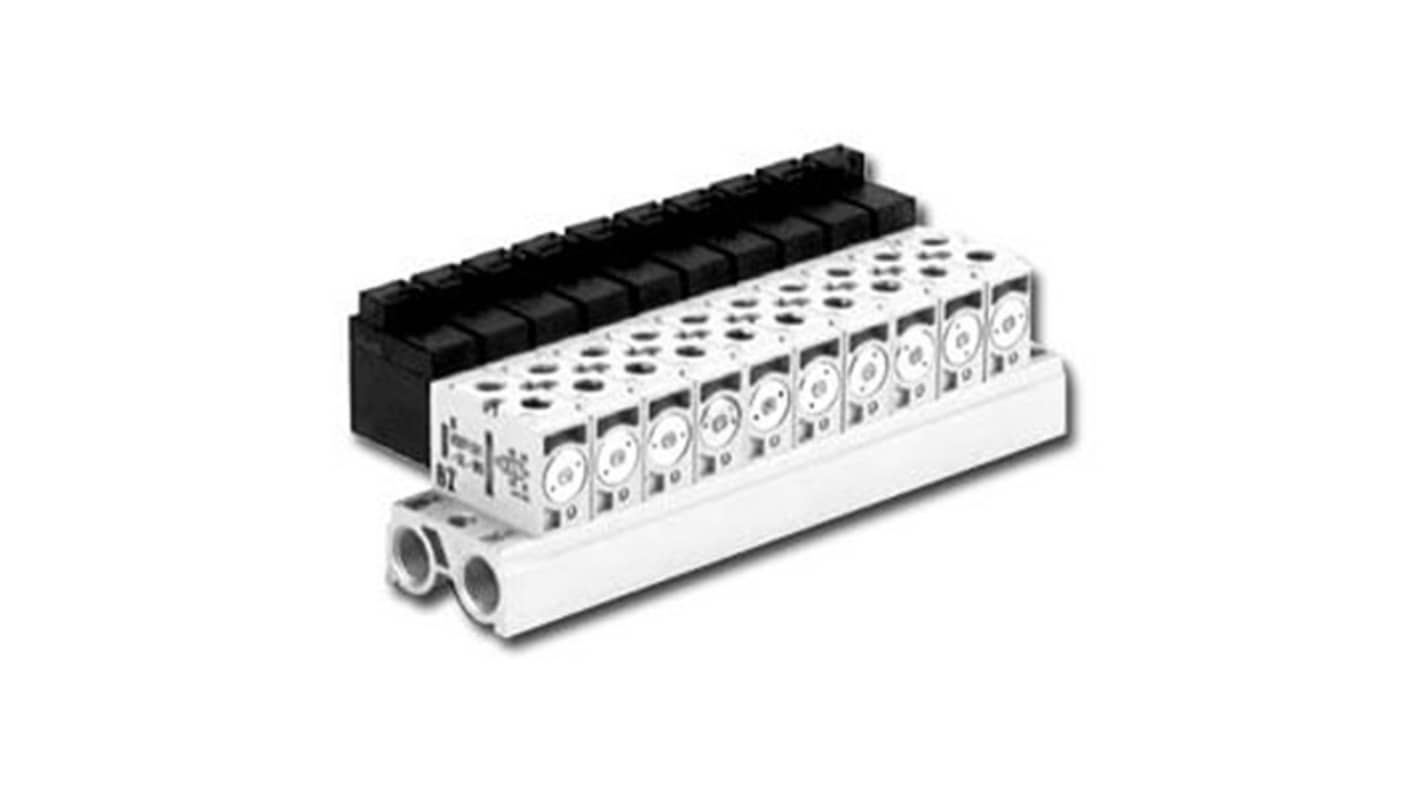 SMC VQD1000 series 6 station One-Touch Fitting 4 mm Manifold Base, VV4QD15-06C4-Q