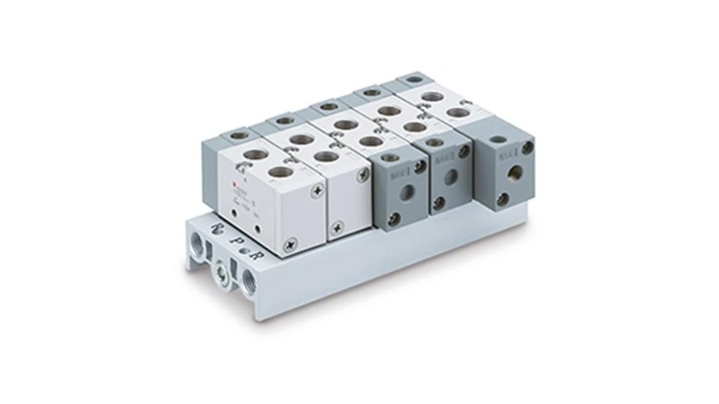 SMC VF3000 series 2 station G 1/4 Manifold Base, VV5F3-30-021-00F