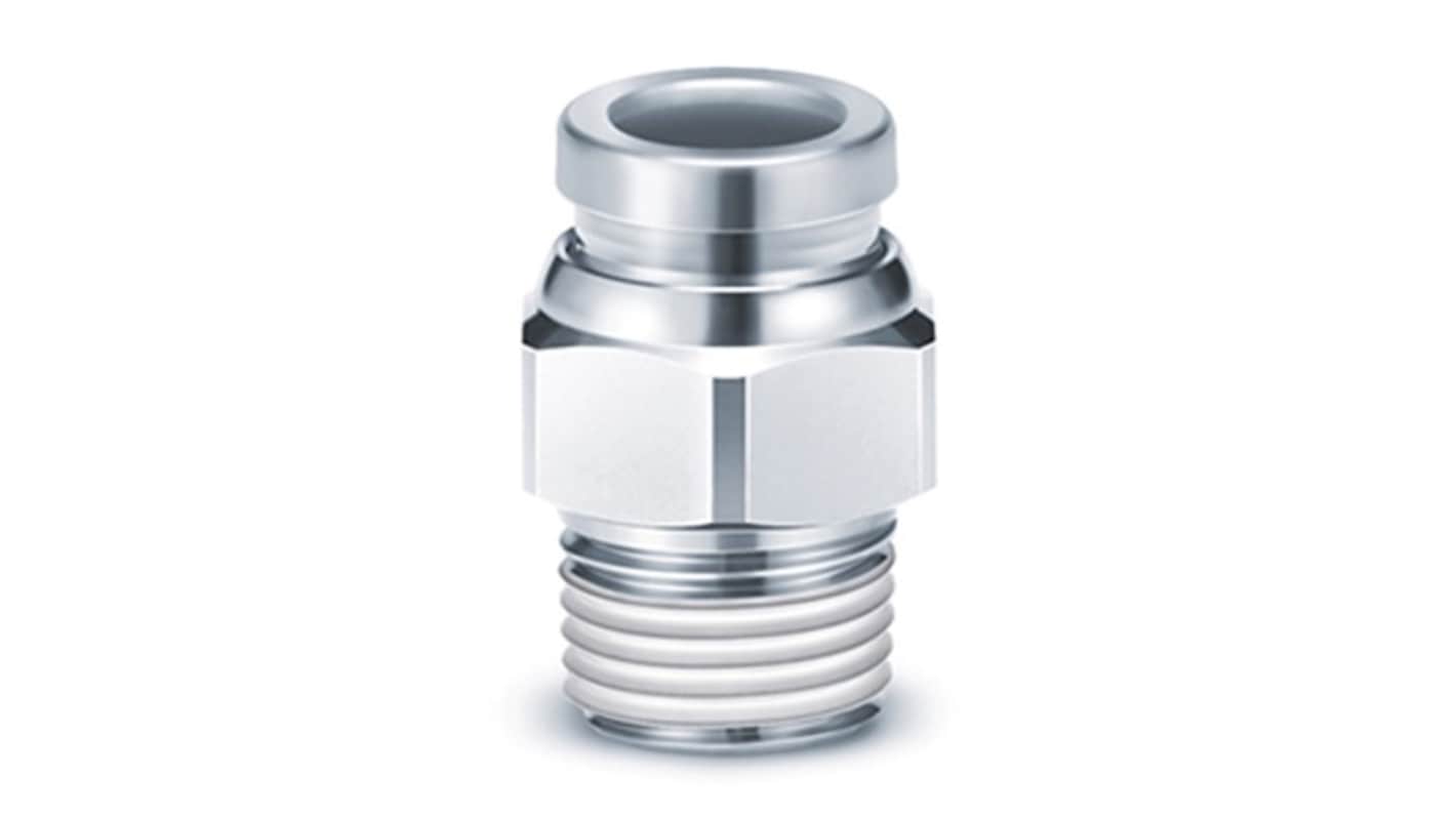 SMC KQG Series One-touch Fitting, 12 mm to R 1/4 Male, Threaded-to-Tube Connection Style, KQG2H12-02S