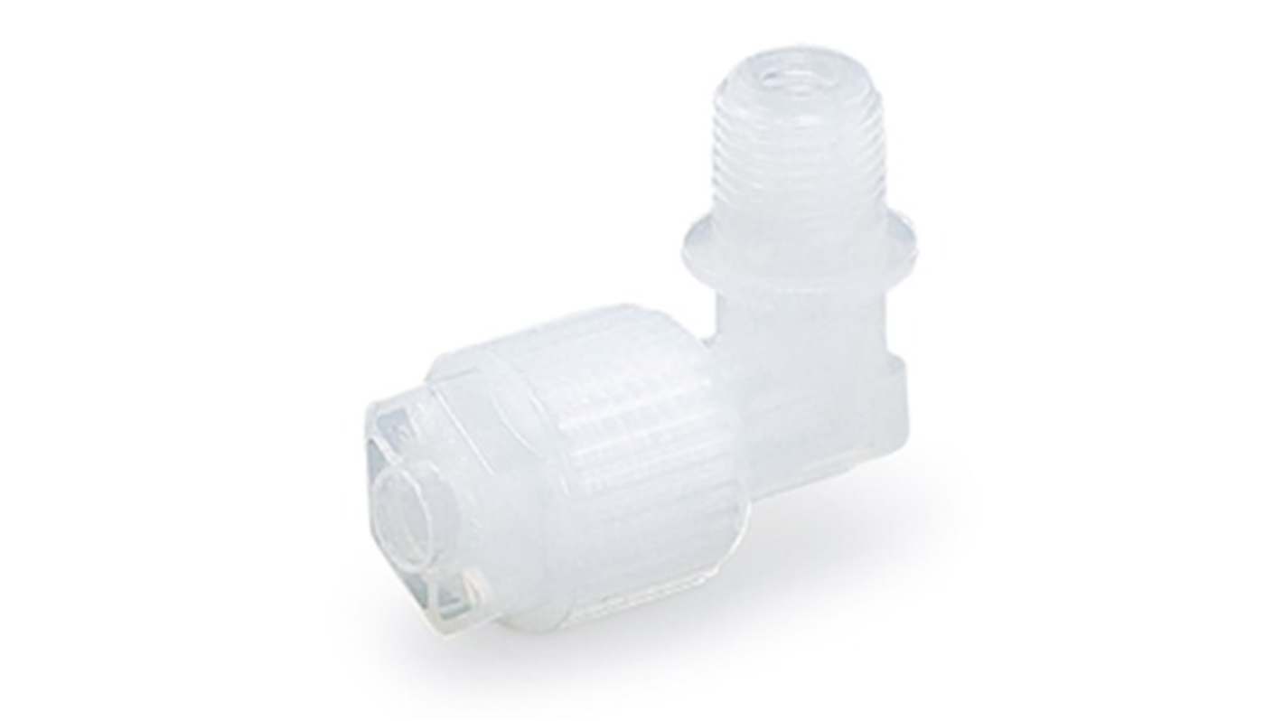 SMC LQ1 Series Elbow Fitting, 6 mm to R 1/8 Male, Threaded-to-Tube Connection Style, LQ1L21-M