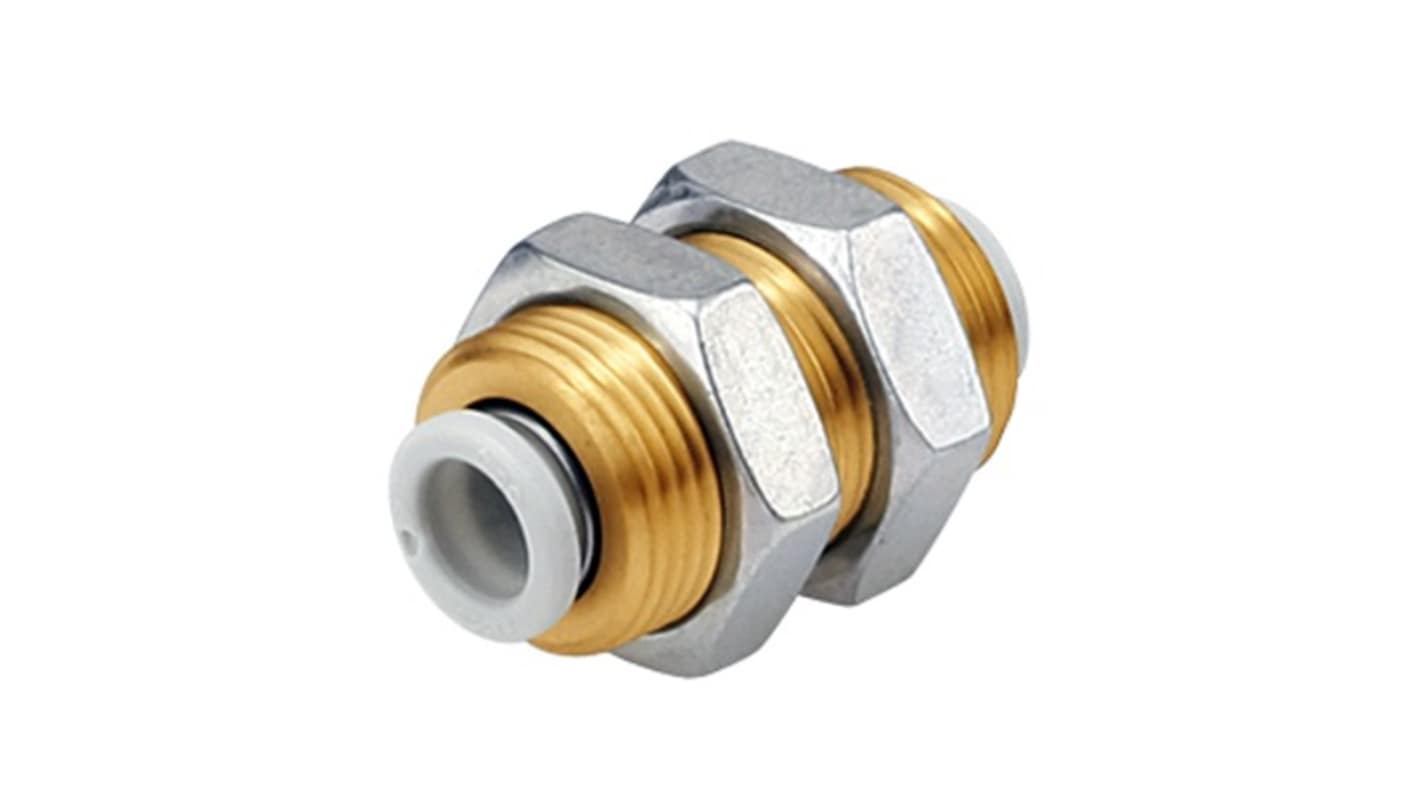 SMC KQ2 Series Bulkhead Union, 4 mm to 4 mm, Tube-to-Tube Connection Style, KQ2E04-00AJ