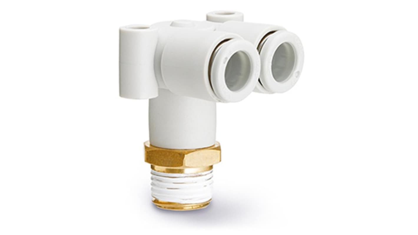 SMC KQ2 Series Elbow Fitting, 4 mm to M5 Male, Threaded-to-Tube Connection Style, KQ2LU04-M5A