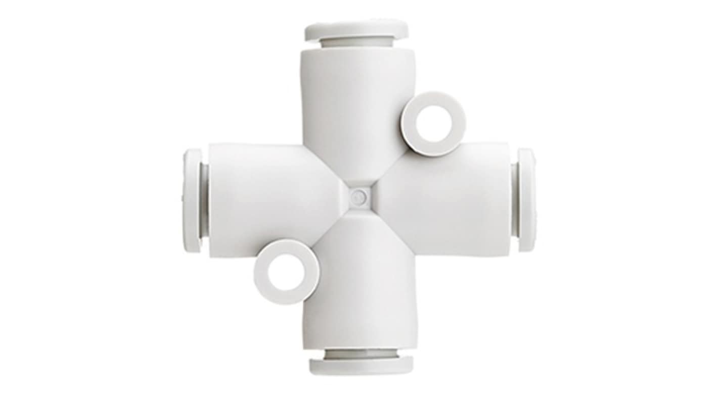 SMC KQ2T Series Cross Tube-to-Tube Adaptor, 6 mm to 6 mm, Tube-to-Tube Connection Style, KQ2TW06-00A