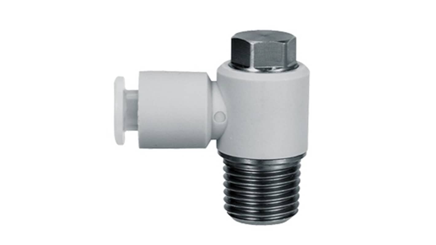 SMC KG Series Elbow Fitting, Push In 6 mm to M5 x 0.8, Threaded-to-Tube Connection Style, KGV06-M5