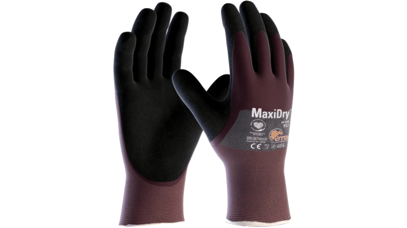 ATG MaxiDry Grey Nylon, Spandex Abrasion Resistant, Cut Resistant, Puncture Resistant, Tear Resistant Work Gloves, Size