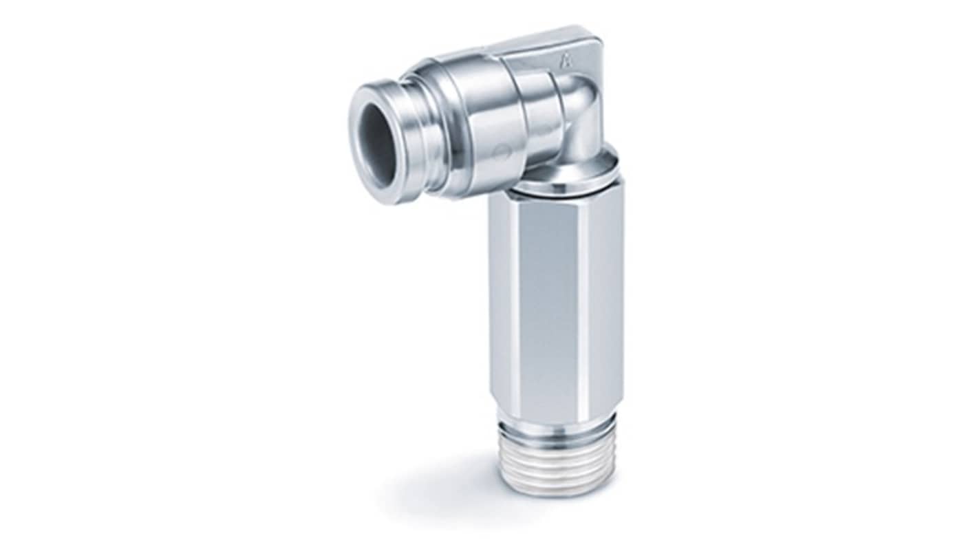 SMC KQG2 Series Extended Male Elbow, 8 mm to R 1/8, Threaded-to-Tube Connection Style, KQG2W08-01S