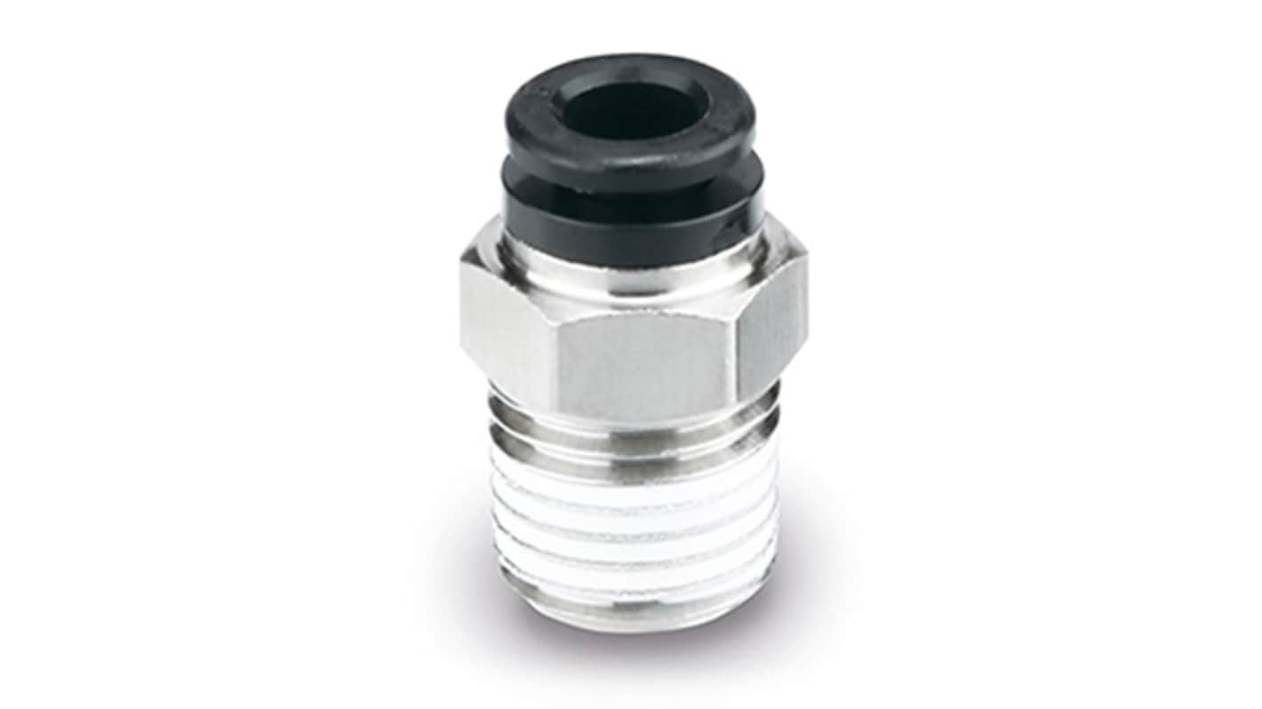 SMC KQ-X1744 Series Male Connector, 8 mm to R 1/4 Male, Threaded-to-Tube Connection Style, KQH08-02S-X1744