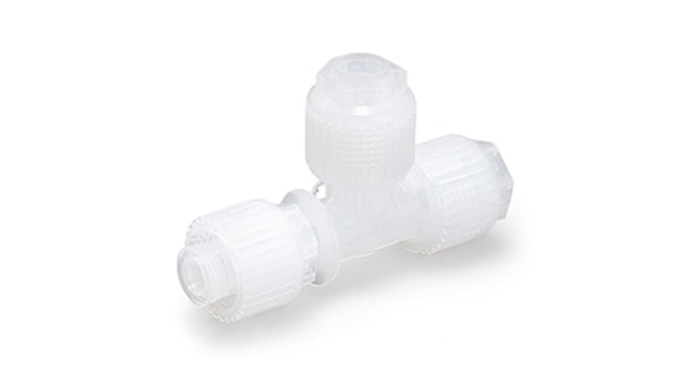 SMC LQ1T Series Union Tee, 3/8 in Hose to 3/8 in Hose, Tube-to-Tube Connection Style, LQ1T3A