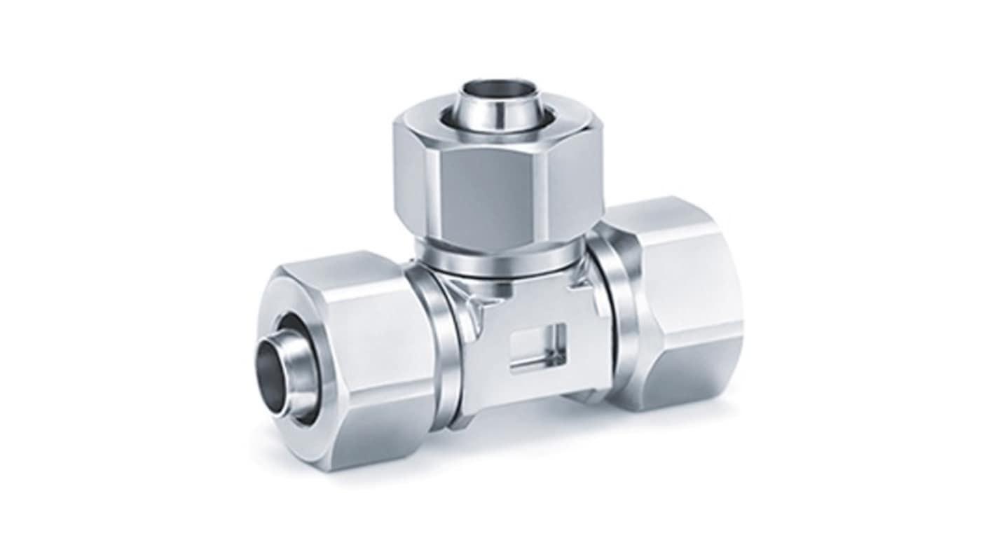 SMC KFG Series Union Tee, 4 mm to 3 mm, Tube-to-Tube Connection Style, KFG2T0403-00