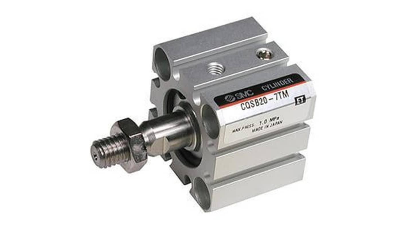SMC Pneumatic Piston Rod Cylinder - CDQSB12-10T, 12mm Bore, 10mm Stroke, CQS Series, Single Acting