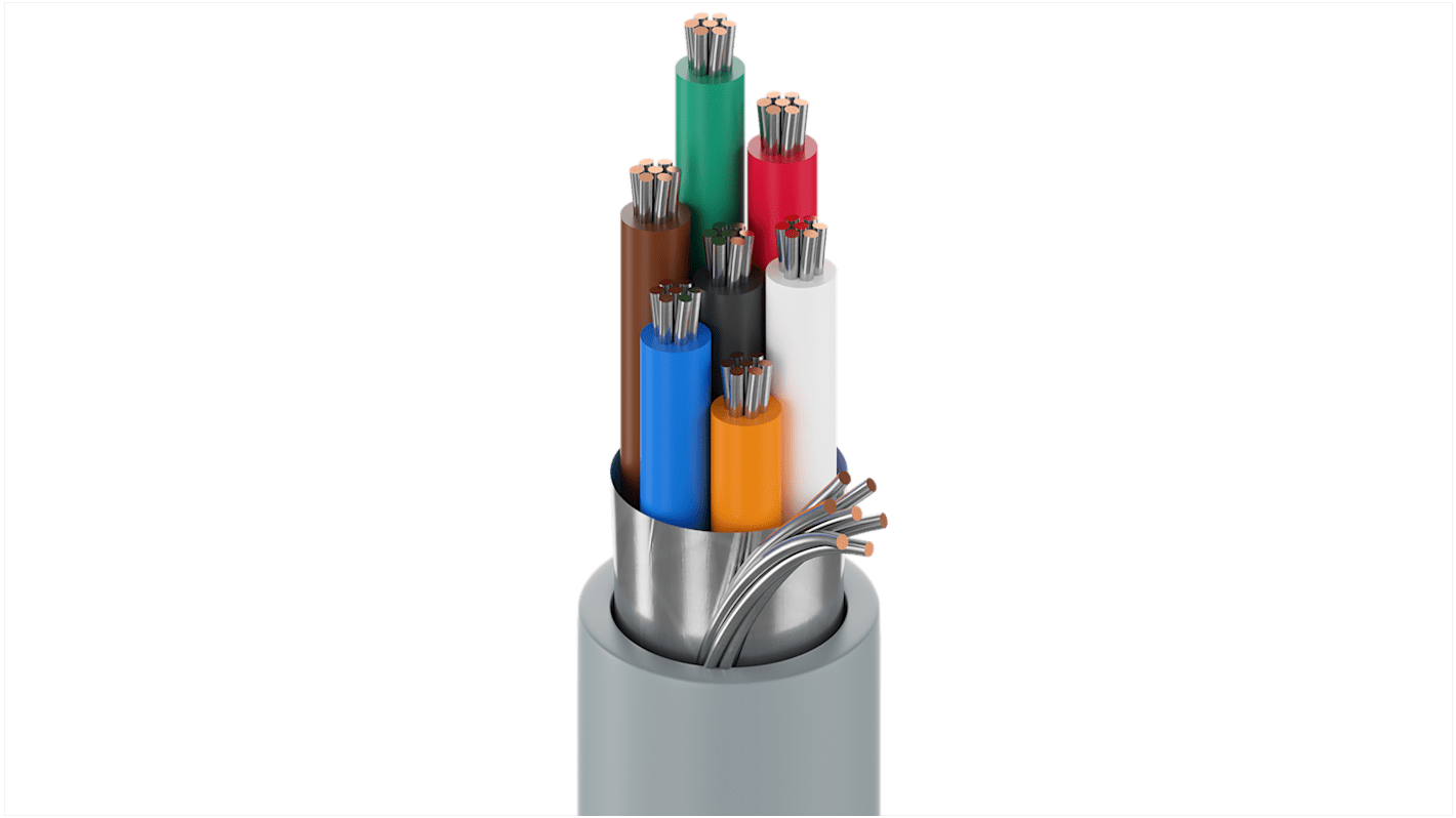 Belden 9537 Series Multicore Industrial Cable, 7 Cores, 0.22 mm², Screened, 24 AWG, 305m, Screened Shield, RS-232 Cable