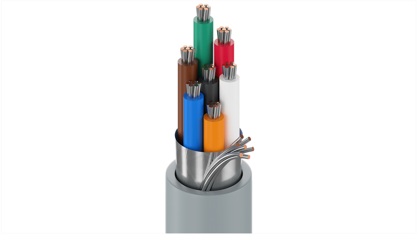 Belden Multicore Industrial Cable, 0.22 mm², 7 Cores, 24 AWG, Screened, 305m, Chrome Sheath