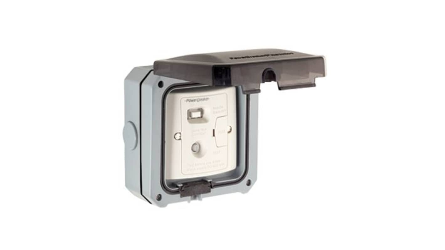 Powerbreaker PSPRCD1G Grey Plug Socket, Type G - British, Indoor, Outdoor Use