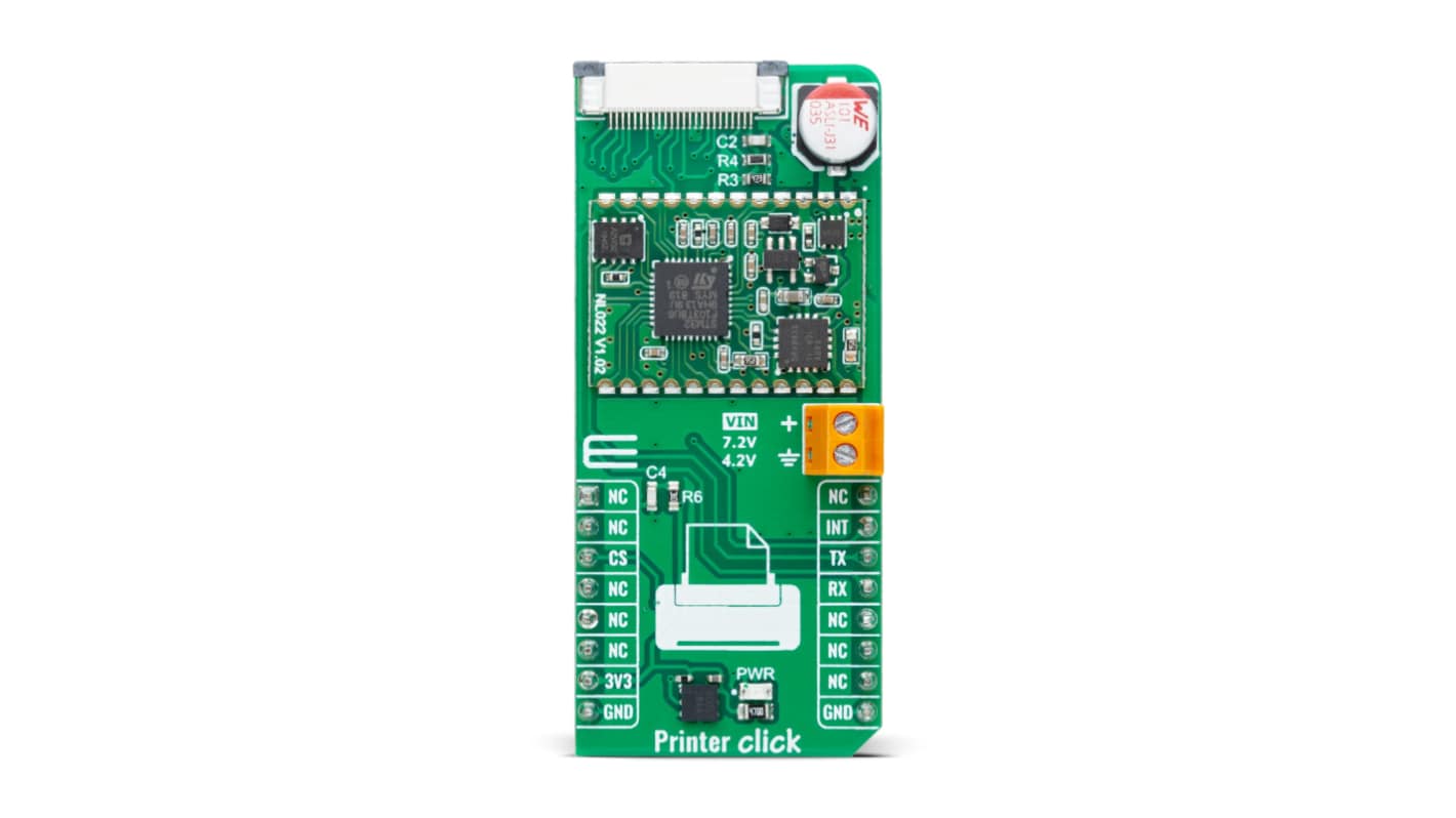 MikroElektronika MIKROE-6460, Printer Click Thermal Sensor Evaluation Board for Thermal Printer Heads for NL022(thermal