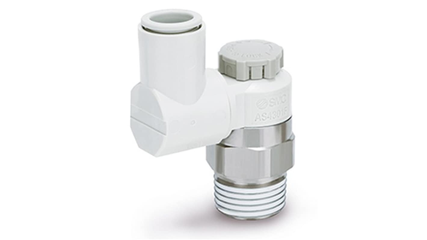SMC AS2 Series Threaded Pneumatic Silencer & Exhaust Restrictor Function Fitting, R 1/8 Inlet Port, 8mm Tube Inlet