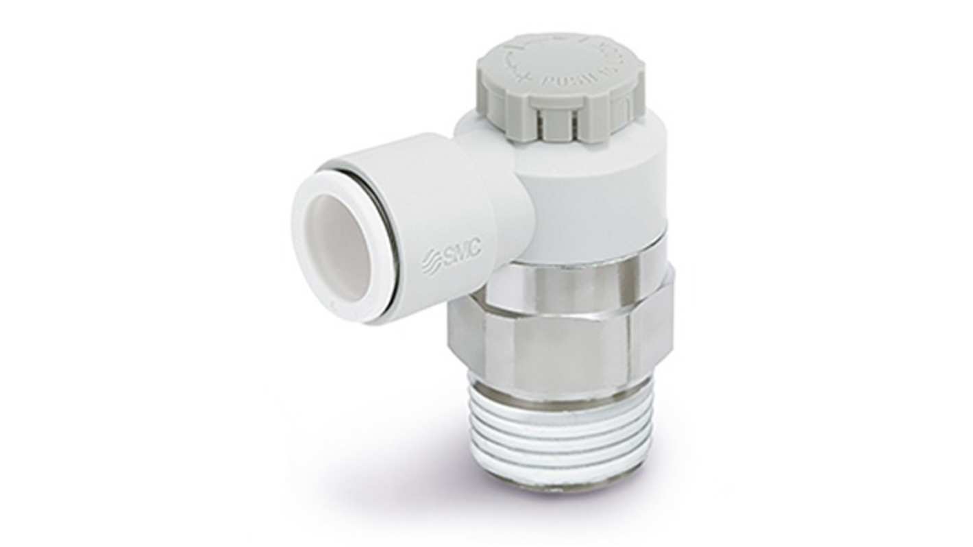 SMC AS-FG Series Threaded Speed Controller, R 1/4 Male Inlet Port x 8mm Tube Outlet Port, AS2201FG-02-08SA