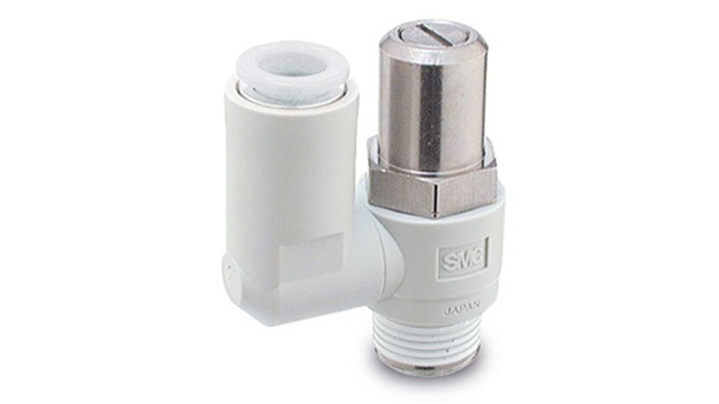 SMC AS1F-D Series Threaded Speed Controller, M5 x 0.8 Male Inlet Port x 6mm Tube Outlet Port, AS1301F-M5-06D