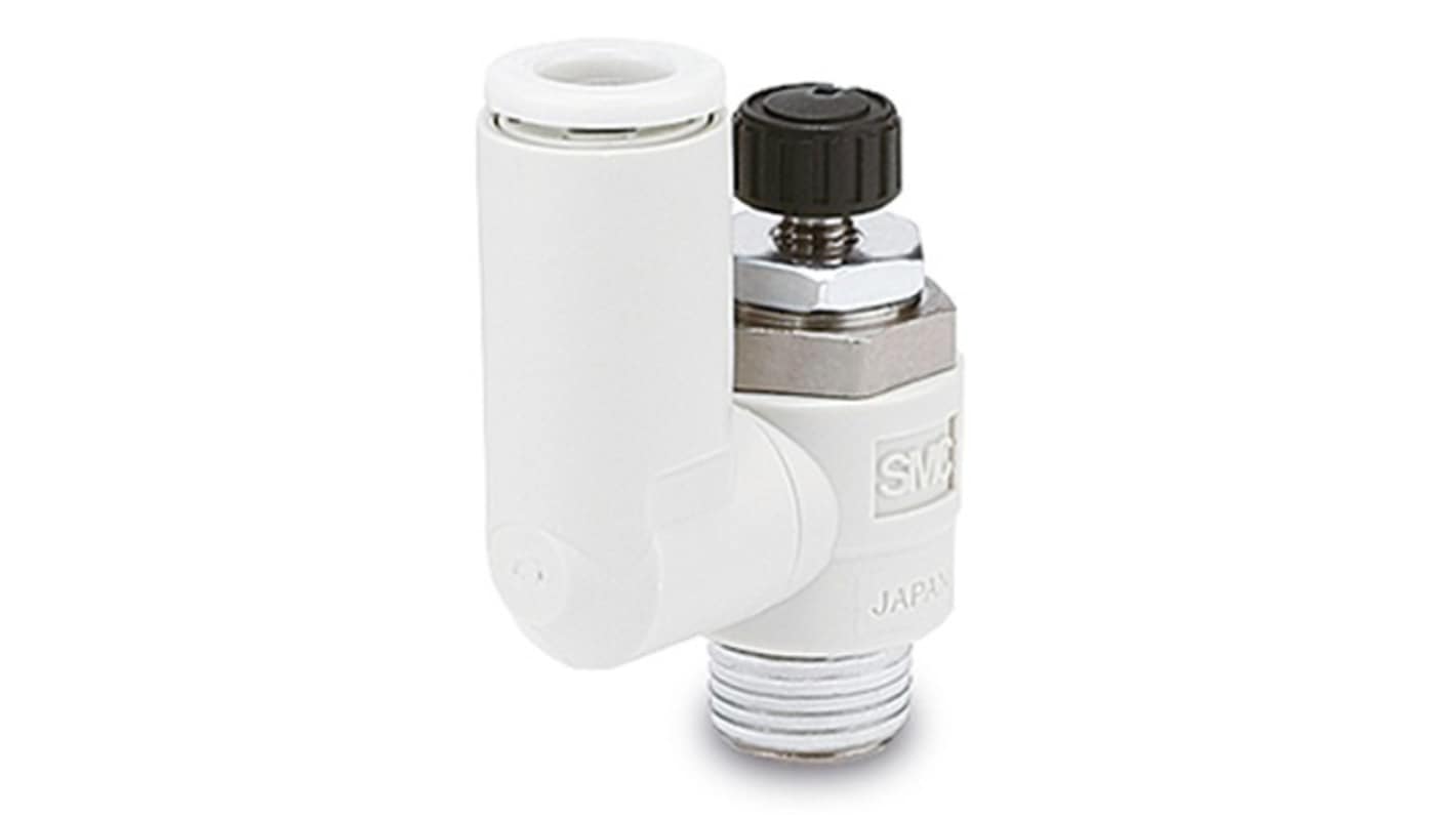 SMC AS-FM Series Threaded Speed Controller, M5 x 0.8 Male Inlet Port x 6mm Tube Outlet Port, AS1301FM-M5-06