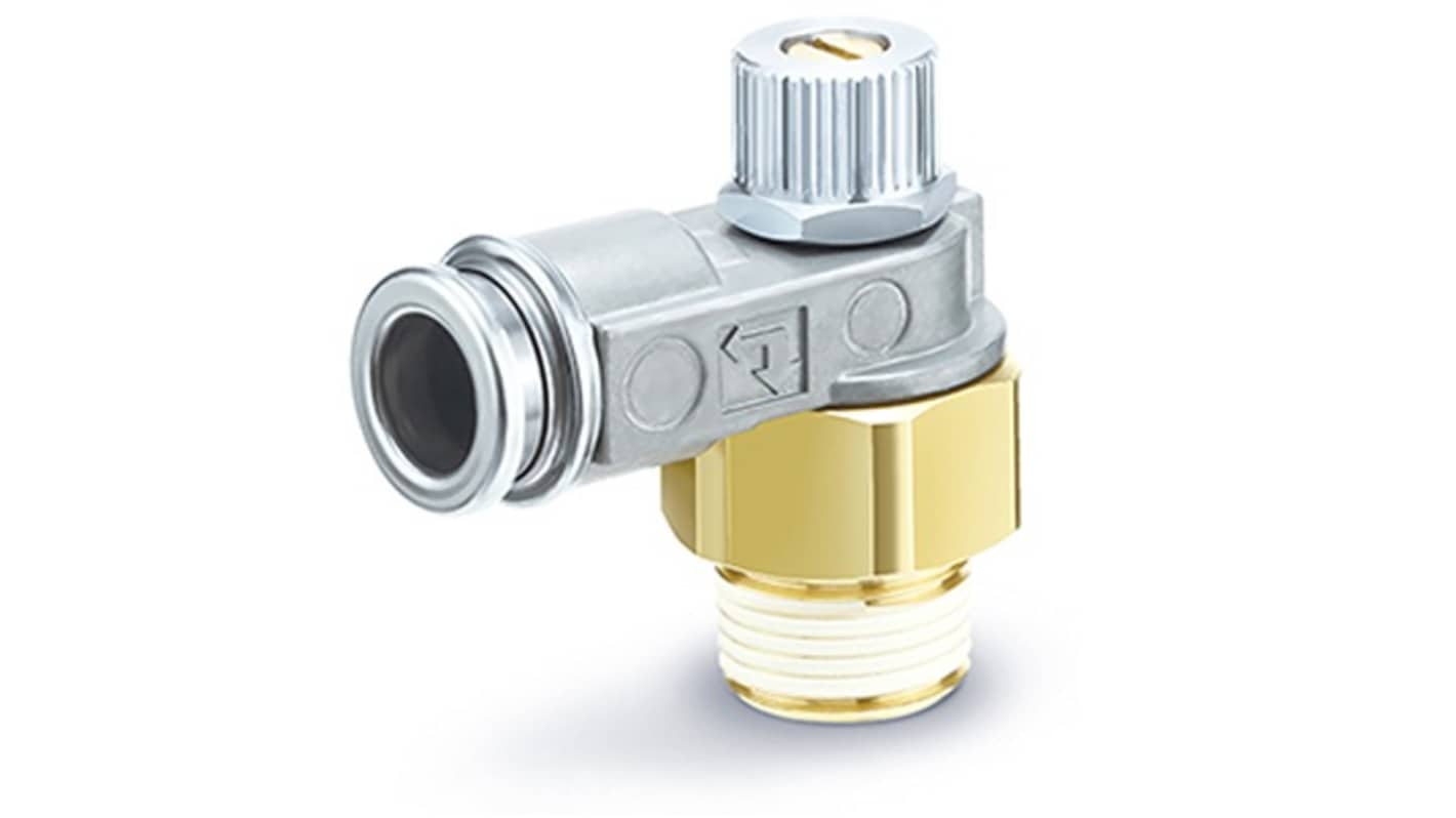 SMC ASB-D Series Threaded Speed Controller, M5 x 0.8 Male Inlet Port x 6mm Tube Outlet Port, ASB1201-M5-06BD
