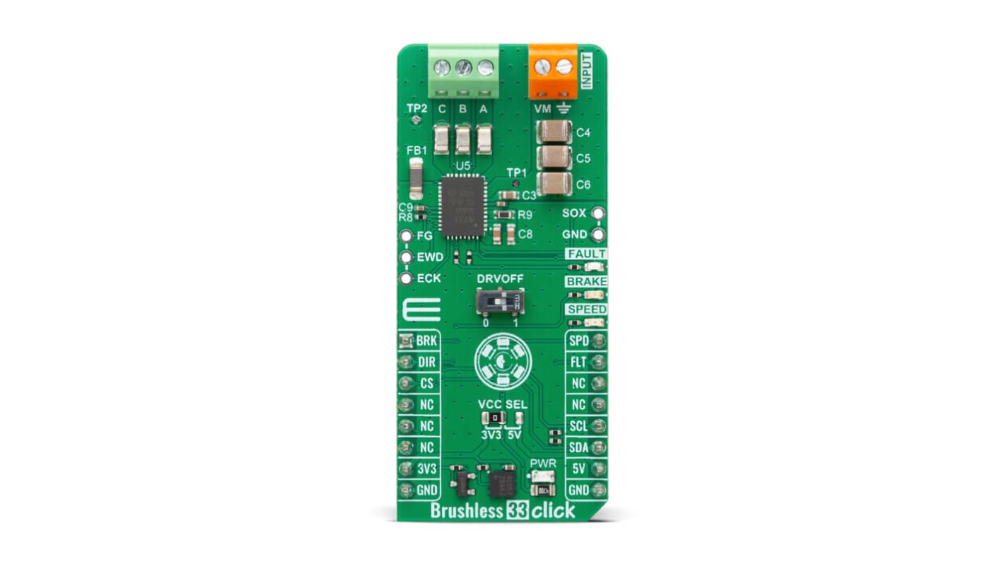 MikroElektronika Brushless 33 Click Motor Controller for Evaluation board for Precise BLDC Motor Control
