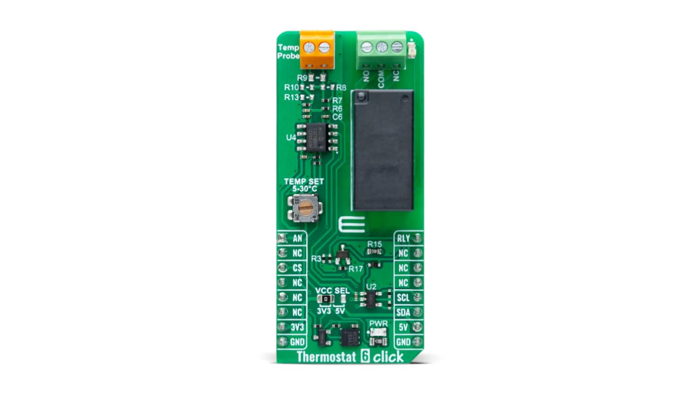 MikroElektronika Thermostat 6 Click 传感器板, 温度, NTC Thermistor, Relay芯片, 用于温度监控