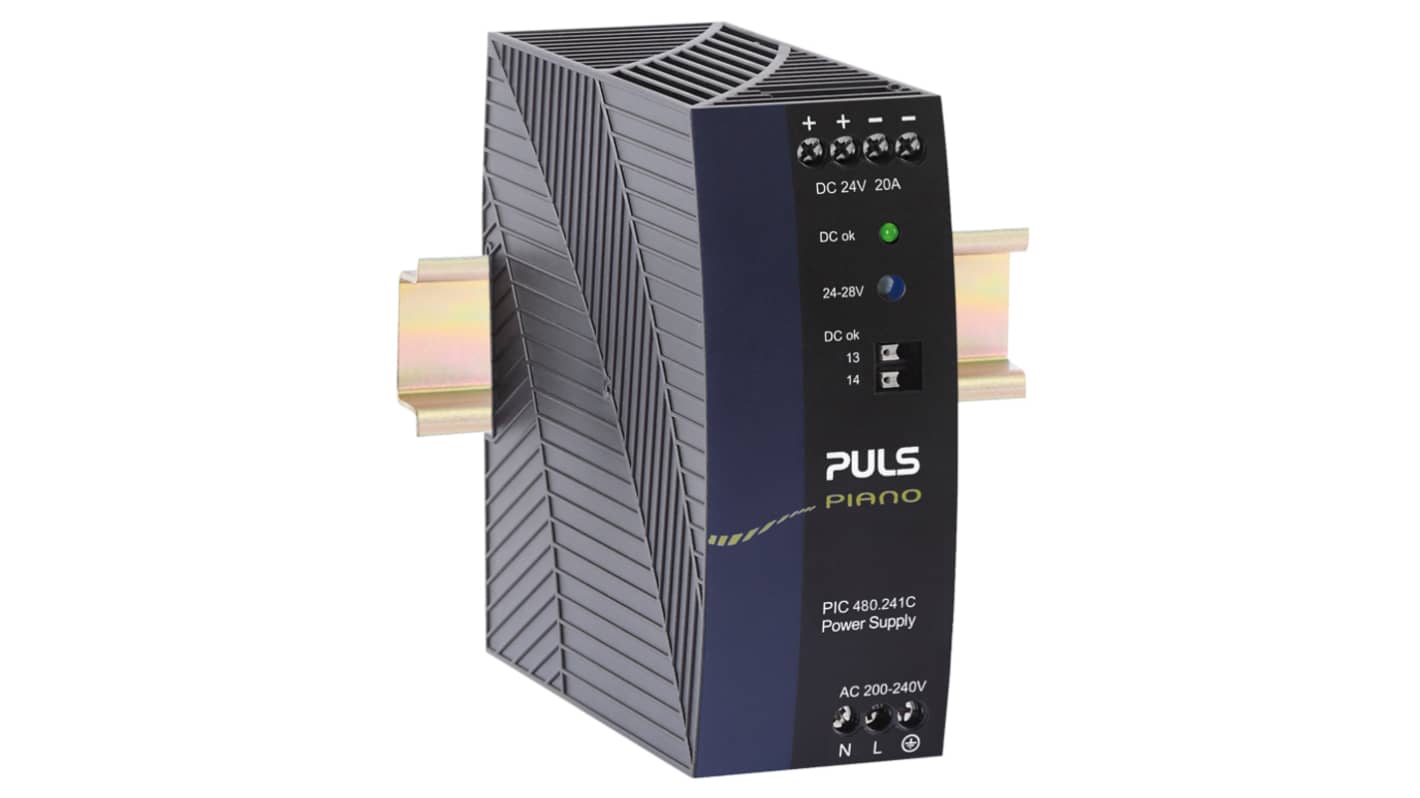 PULS DIN-sín tápellátás, 24V, 20A, BE: 240V, 480W