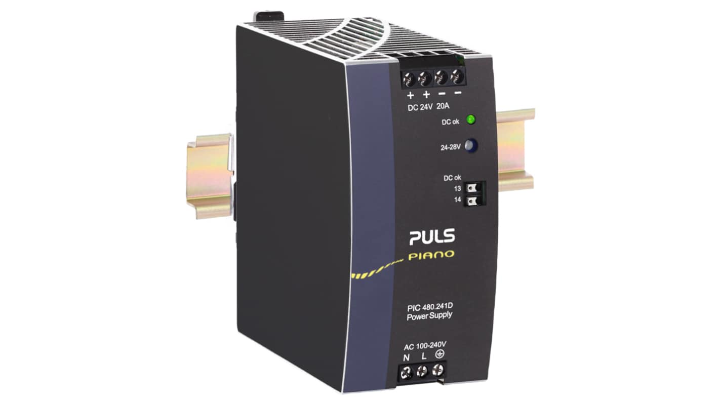 PULS DIN-sín tápellátás, 24V, 20A, BE: 240V, 480W